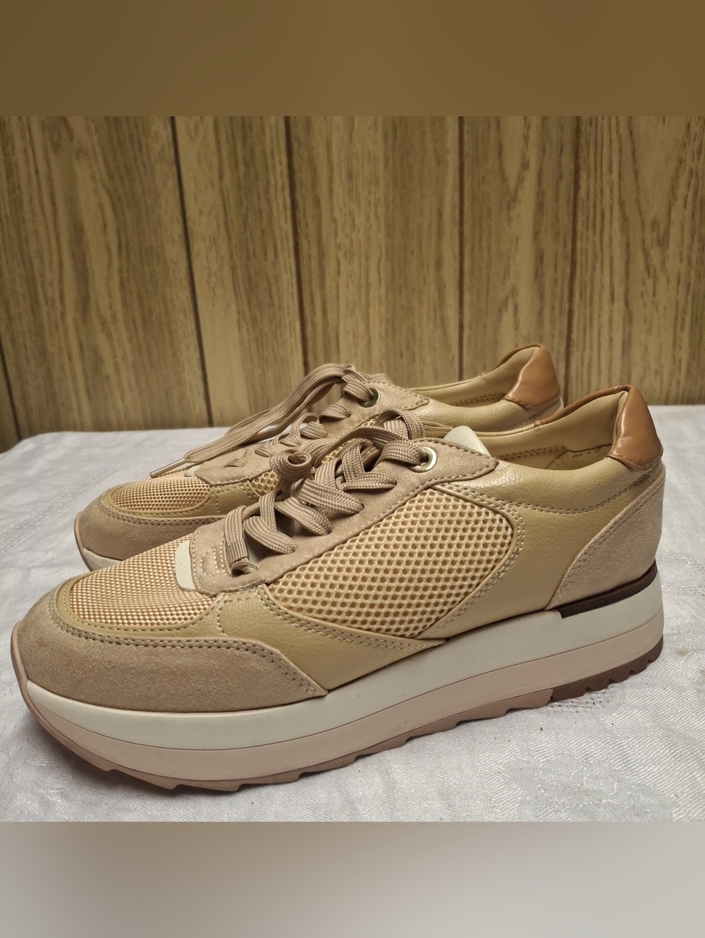 ZARA Womens Size EU 39 Running Shoes Salmon Dusty Pink - Beige Sneakers
